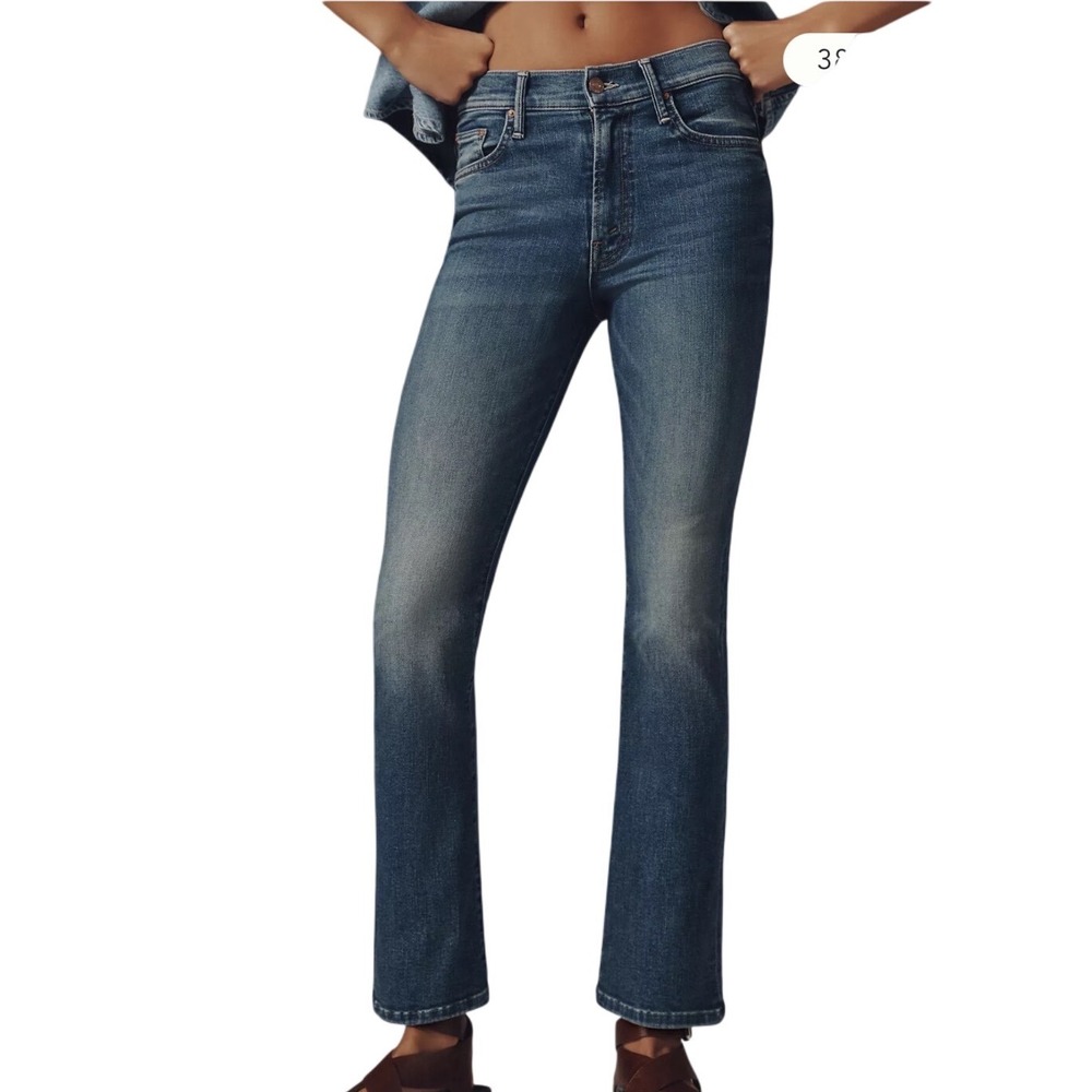 Mother The Insider Flood Fray Jeans Womens 31 Blue Excellent High Rise Bootcut